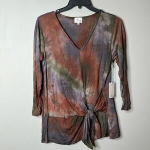 Ava James Tie Dye Tied Blouse Medium